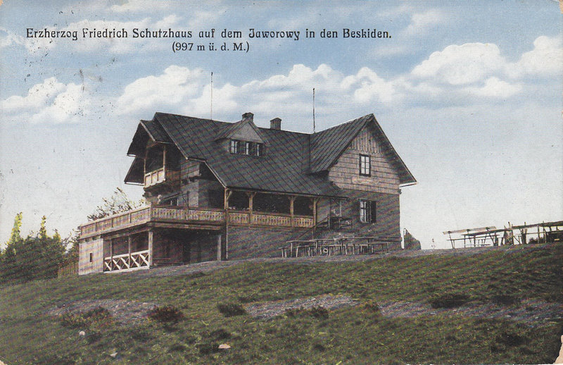 Erzerhog Friedrich Schutzhaus auf dem Jaworowy in dem Beskiden 997 m ü d. M.