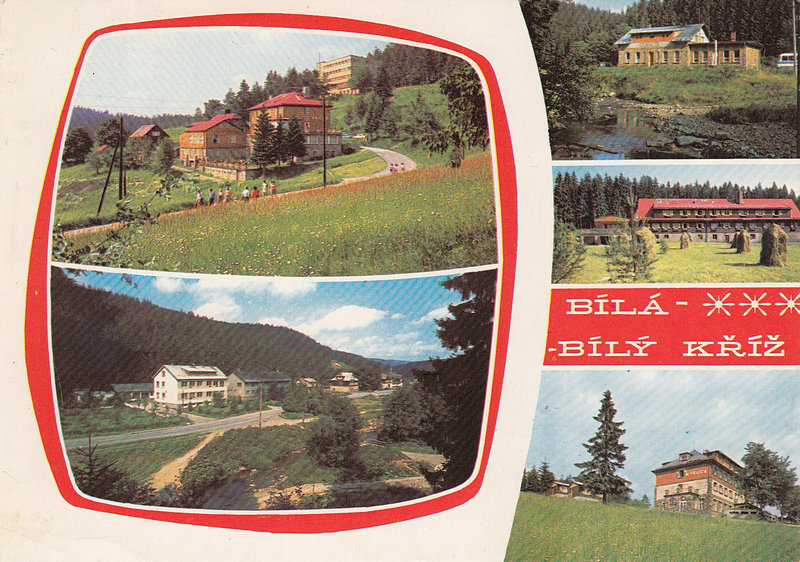 Bílý Kříž. zotavovny Sulov a Bílý Kříž - Bílá, celkový pohled - Restaurace Jednoty - Bílá, zotavovna ROH VŽKG Ostrava - Bílý Kříž, zotavovna Kysuca