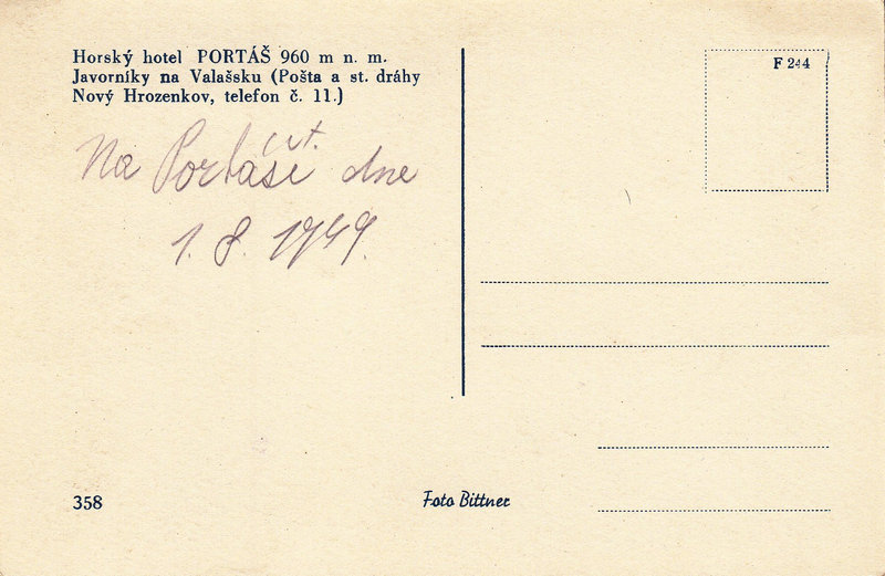 Horský hotel PORTÁŠ  960 m n. m.