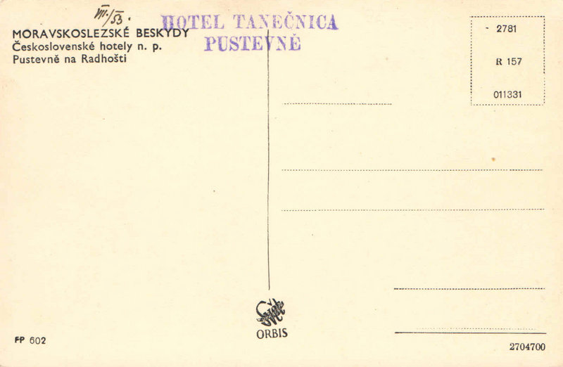 MORAVSKOSLEZSKÉ BESKYDY - Československé hotely n. p. - Pustevně na Radhošti