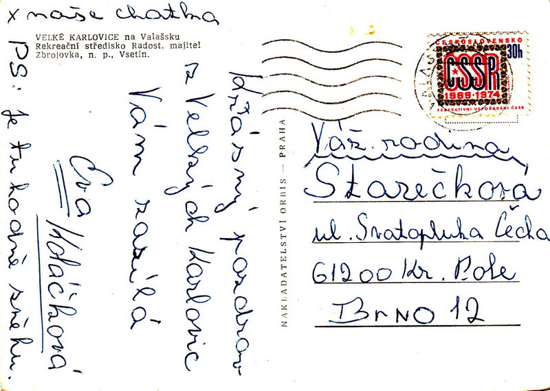 VELKÉ KARLOVICE na Valašsku - Rekreační středisko Radost. majitel Zbrojovka, n. p., Vsetín.
