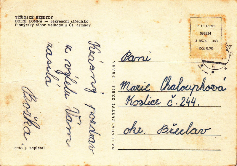 TĚŠÍNSKÉ BESKYDY - DOLNÍ LOMNÁ - rekreační středisko Pionýrský tábor Velkodolu Čs. armády
