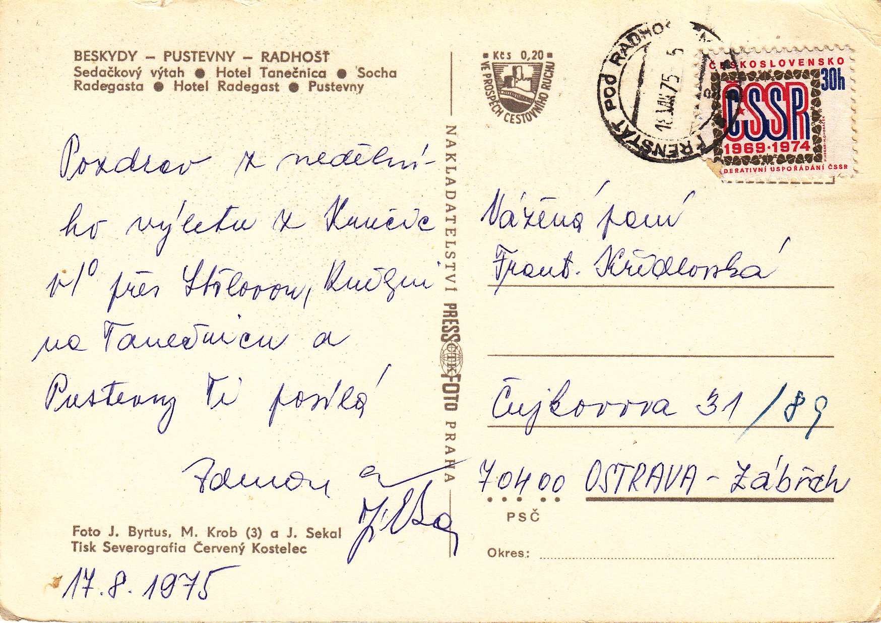 BESKYDY - PUSTEVNY - RADHOŠŤ