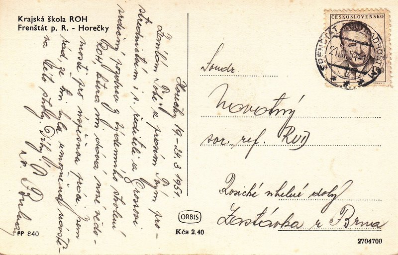 Krajská škola ROH - Frenštát p. R. - Horečky