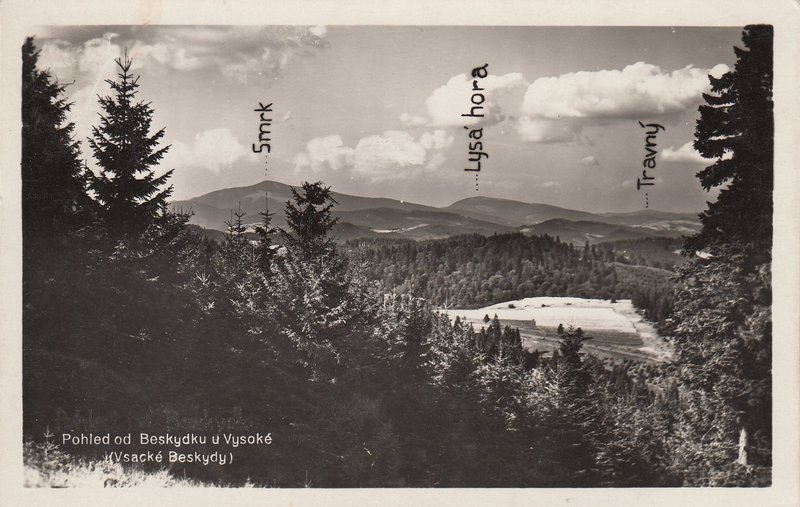 Pohled od Beskydu na Vysoké (Vsacké Beskydy)