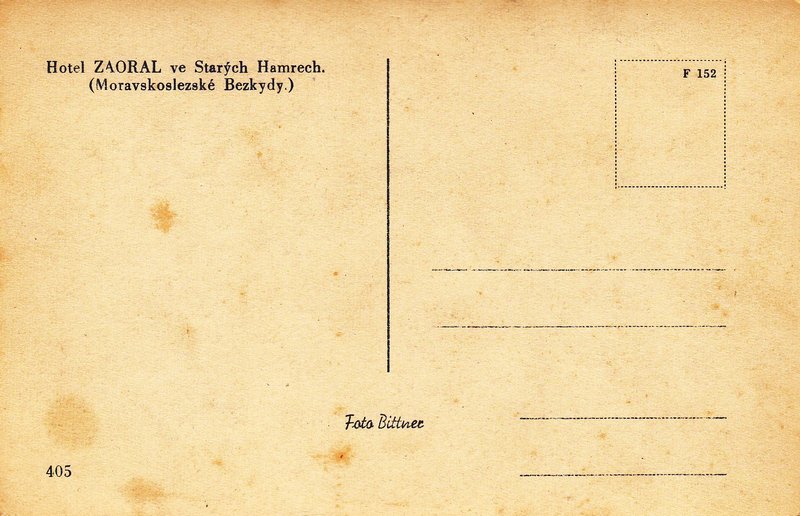 Hotel ZAORAL ve Starých Hamrech. (Moravskoslezské Beskydy.)