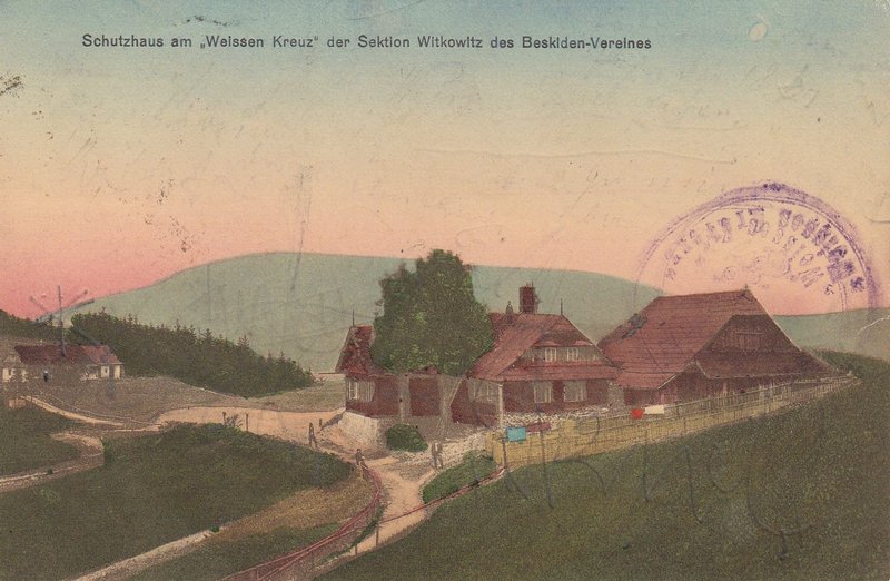 Schutzhaus am "Weisen Kreuz" der Sektion Witkowitz des Beskiden -Vereines