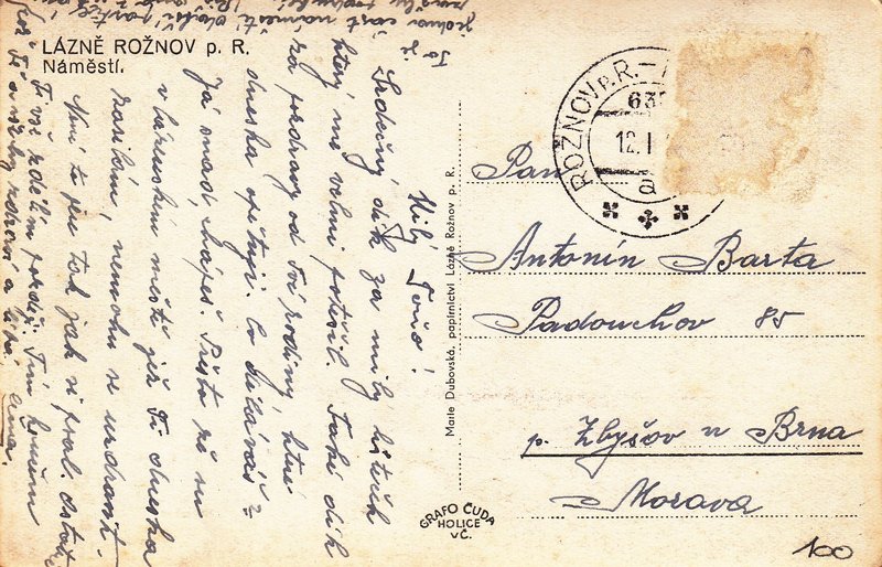 LÁZNĚ ROŽNOV p. R. - Náměstí.