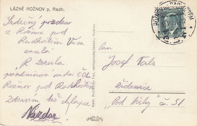 LÁZNĚ ROŽNOV p. Radh.