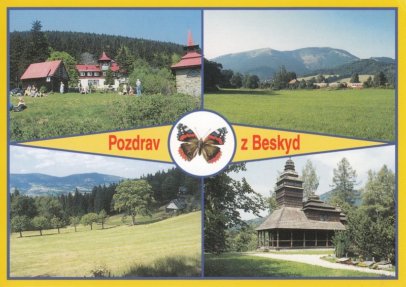 Na Ondřejníku - Pohled na Smrk, 1276 m, Na Staškově, Kostelík v Kunčicích pod Ondřejníkem