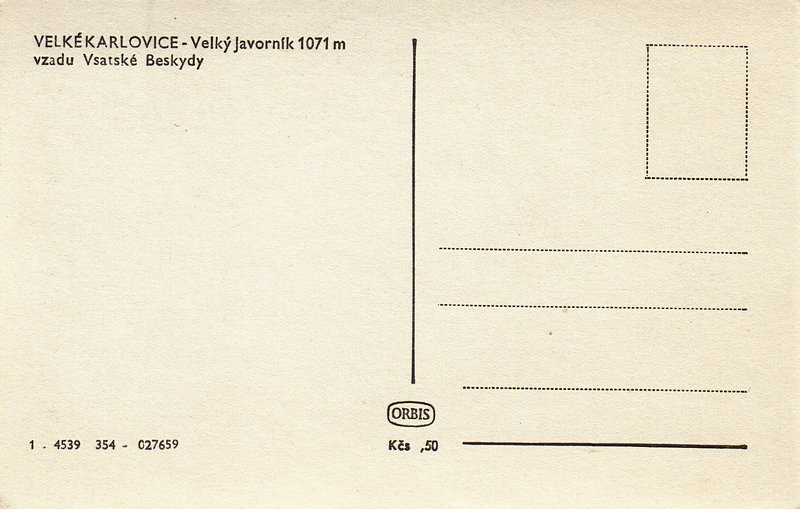 VELKÉ KARLOVICE - Velký Javorník 1071 m vzadu Vsatské Beskydy